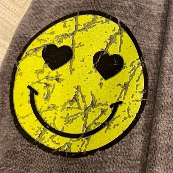 Chic2Chic Grey Faded Smiley Face Tie Sweatpants - Picture 2 of 6